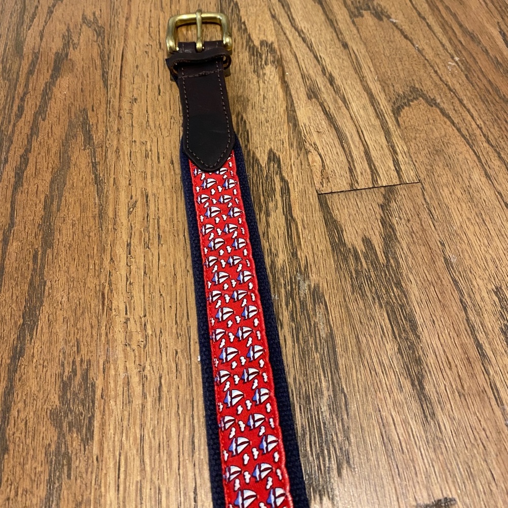Vineyard Vines Red Navy Anchor Pattern Belt
